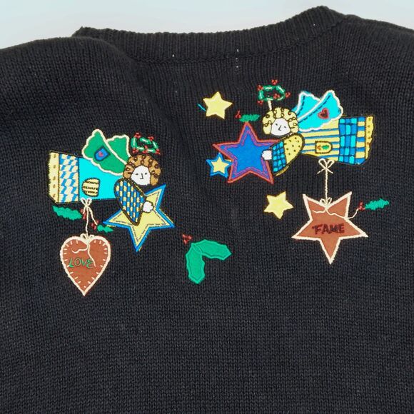 The Quacker Factory Angel Blessings Holiday Christmas Cardigan Sweater Size M - Picture 6 of 7